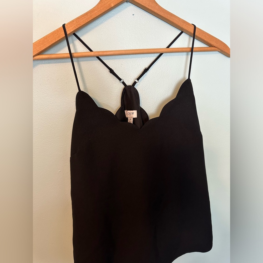 J Crew Black Scallop Neckline Cami Top